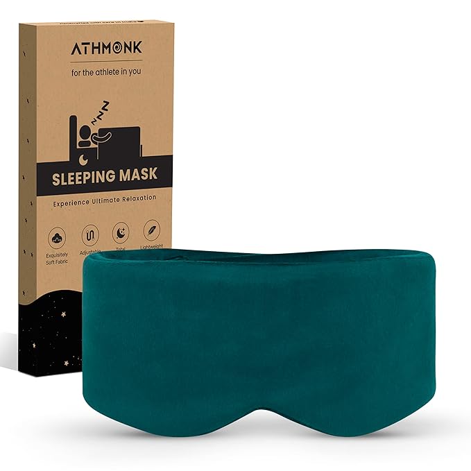 Athmonk Luxury Velvet Extra-Wide Sleeping Eye Mask Blind Fold - Velcro Strap